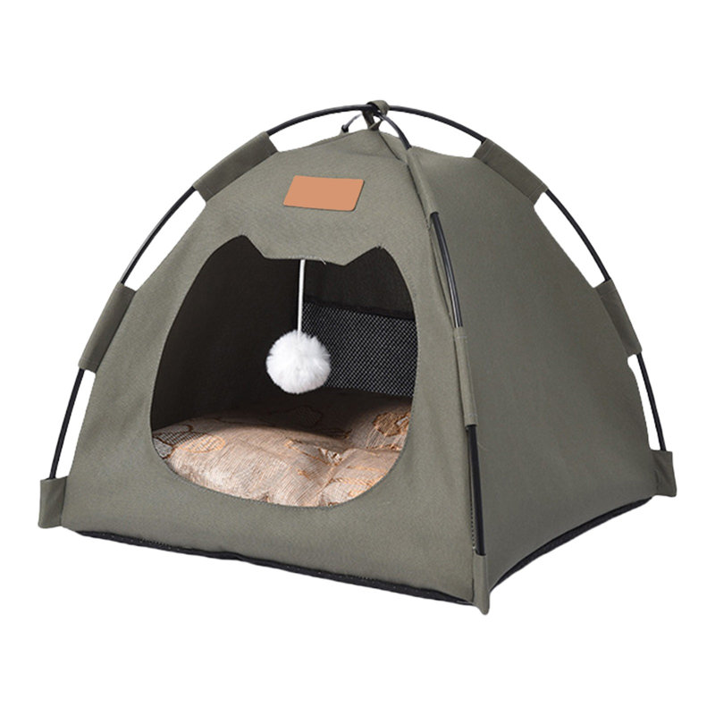 Maison de tente semi-fermée pour animaux 15,7 x 15,7 x 1,2 po imperméable pour petits chats, vert