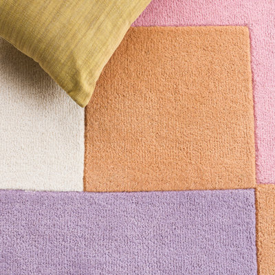 Harsirat Handmade Hand Tufted Wool Pink/Orange/Beige Rug