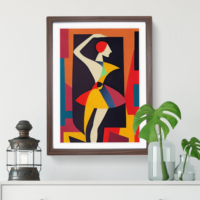 Abstract Ballerina No.3 - Single Picture Frame Print, 64cm H x 46cm W x 2cm D, Walnut