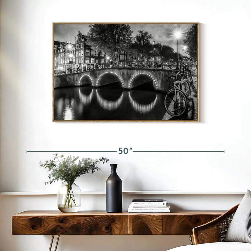 Vue moderne Amsterdam, Cadre flottant en bois naturel, 37 po x 25 po