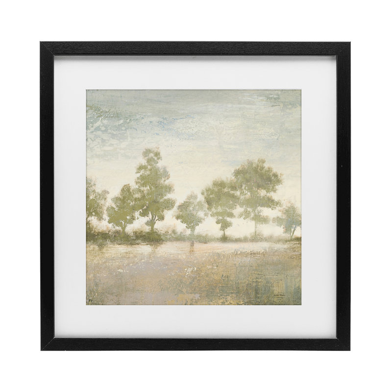 «Forest Light Landscape», reproduction d'art sous verre encadrée par Michael Marcon, H 16 po x l 16 po, Cadre noir minuit