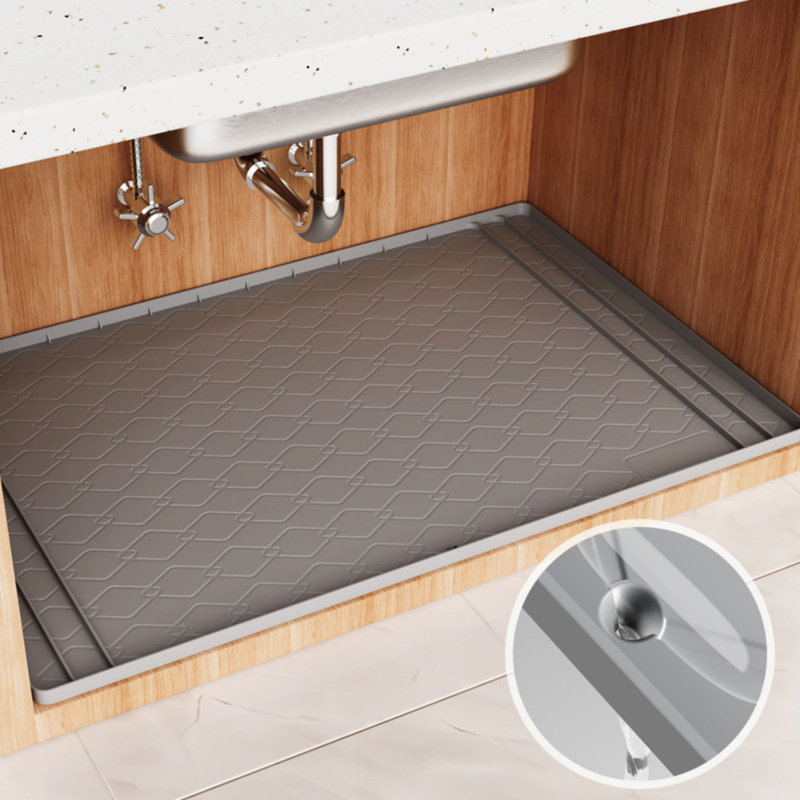 Under Sink Silicone Mat, Cuttable Silicone Mat for Kitchen Organizers and Storage