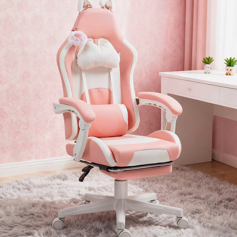 Fauteuil de jeu avec repose-pieds, fauteuil de jeu, appui-tête et soutien lombaire, pour la maison et le bureau