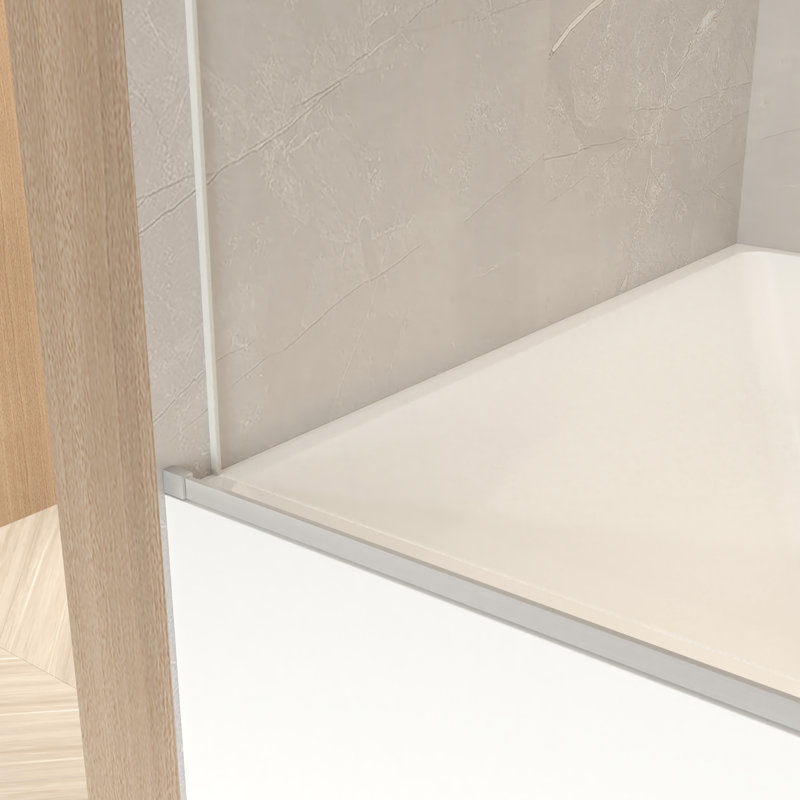 Porte coulissante de 56 à 60 po de largeur pour baignoire, verre trempé transparent de 8 mm de 5/16 po, cadre en acier inoxydable avec finition en nickel brossé, installation réversible, structure imperméable et baignoire en H 66 po à quincaillerie robuste