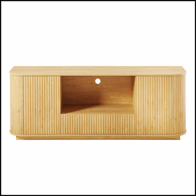 Meuble télé 64 pouces, buffet arrondi, armoire de rangement, armoire à rayures verticales en bois pour le salon / la chambre / le vestibule
