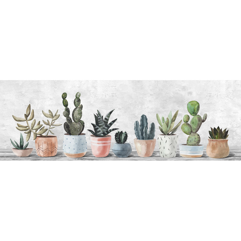 Pots Lined Up by Parvez Taj - Wrapped Canvas Painting, 5" H x 15" W x 1.5" D