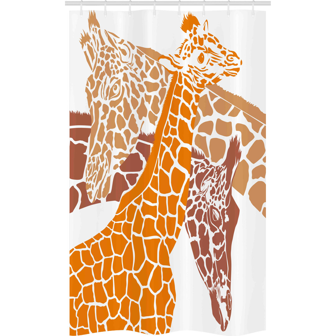 Schmaler Duschvorhang, Wild lebende Tiere in Afrika, Giraffe, Orange Weiß Braun