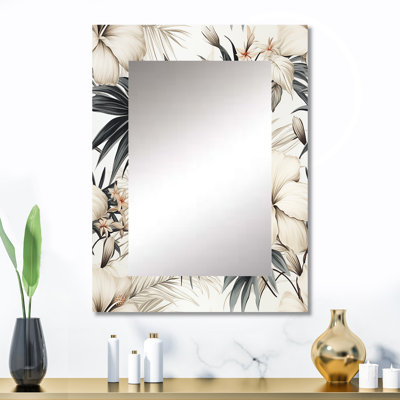 Motif tropical Carlston neutre zen - miroir tropical, miroir mural décoratif tropical, impression d'art en métal