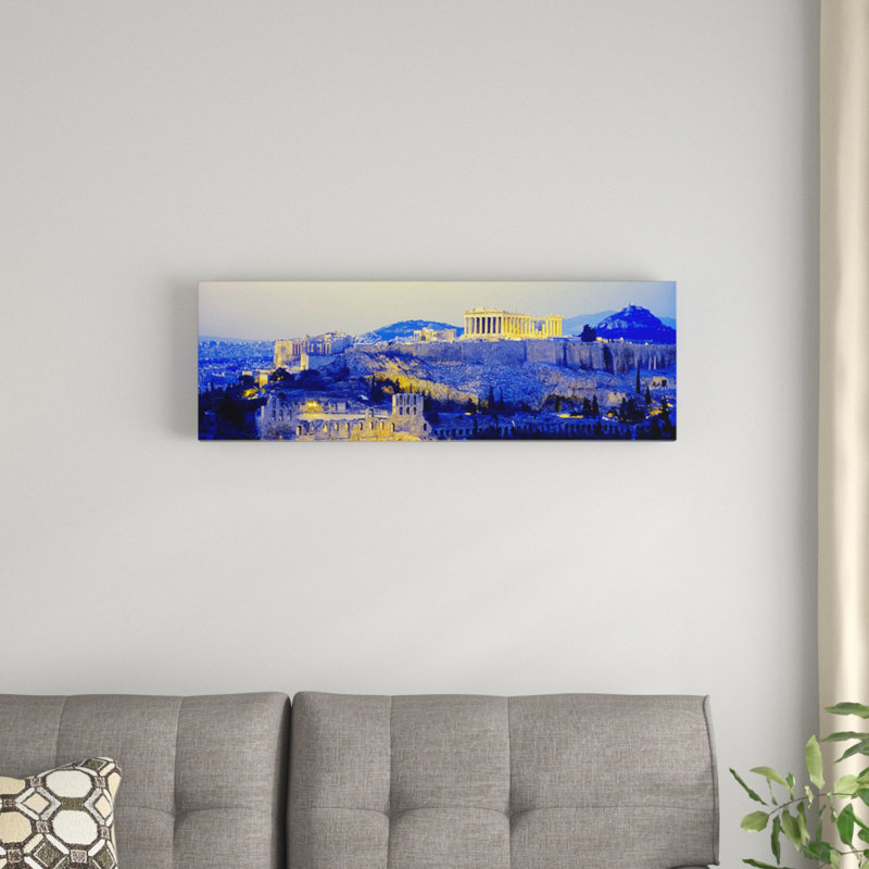 «An Illuminated Acropolis at Dusk, Athens, Grèce», reproduction de photo sur toile, H 12 po x l 36 po x P 1,5 po