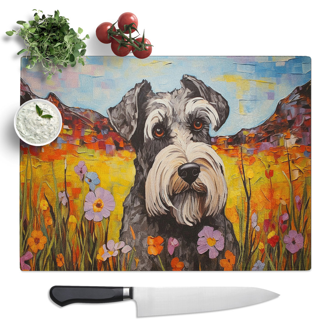 Schnauzer Dadaism  Glass Chopping Board