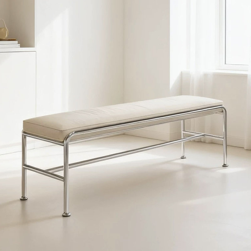 Banc rembourré blanc, Blanc, H 17,72 po x L 55,12 po x P 15,75 po