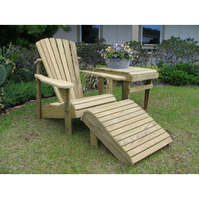 USA Made 3-Piece Pressure Treated Pine Adirondack Chair Set – Single Classic Chair with Ottoman & Side Table, Weather-Resistant Outdoor Furniture by W -  Weathercraft®, 500-101KD-CMB-D