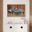 «Western Wood Effect Landscape Mountain Range Nature Forest Rustic Cabin Office Office», reproduction d'art sur toile encadrée-73333614-73333615