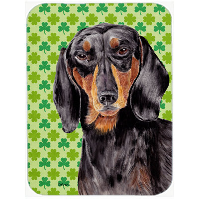 Caroline's Treasures Shamrock Lucky Irish Dachshund St. Patrick's Day Portrait Glass Cutting Board