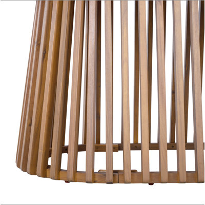 Table de salle à manger d'extérieur ovale en bois d'acacia massif teck clair clair, base simple à lattes verticales coniques, capacité de poids de 500 lb, grande table ovale de patio pour la cour de jardin