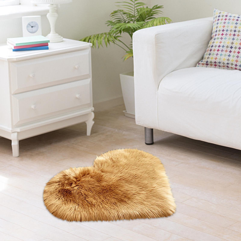 Tapis de chambre à coucher en imitation laine, Khaki, Rectangle 7.87 " x 6.3 "