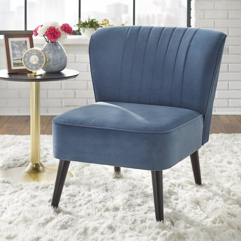 Upholstered Slipper Chair, Blue