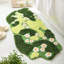 Tapis de bain en mousse, joli tapis de bain vert avec fleurs blanches, 109 x 51 cm