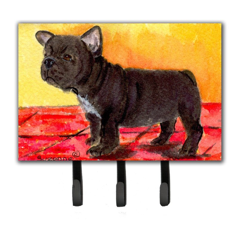 Porte-laisse bouledogue français et crochet à clé
