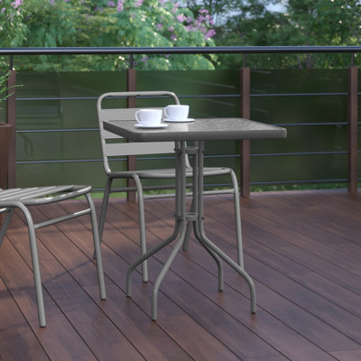 Amlie Square Tempered Glass Metal Table with Smooth Ripple Design Top