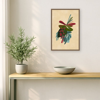 Festive Winter Berries by Rosana Laiz Blursbyai Framed Canvas Wall Art Print