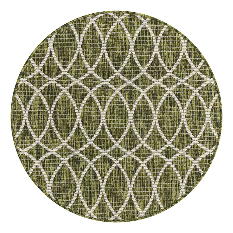 Tapis géométrique vert, Rond 3 pi