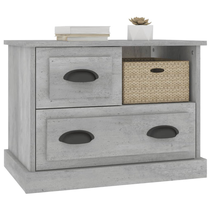 Ehrentraud 60cm W Bedside Table, Concrete Grey