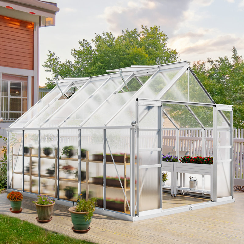 Serre en polycarbonate à double paroi 8 pi x 12 pi avec cadre en aluminium