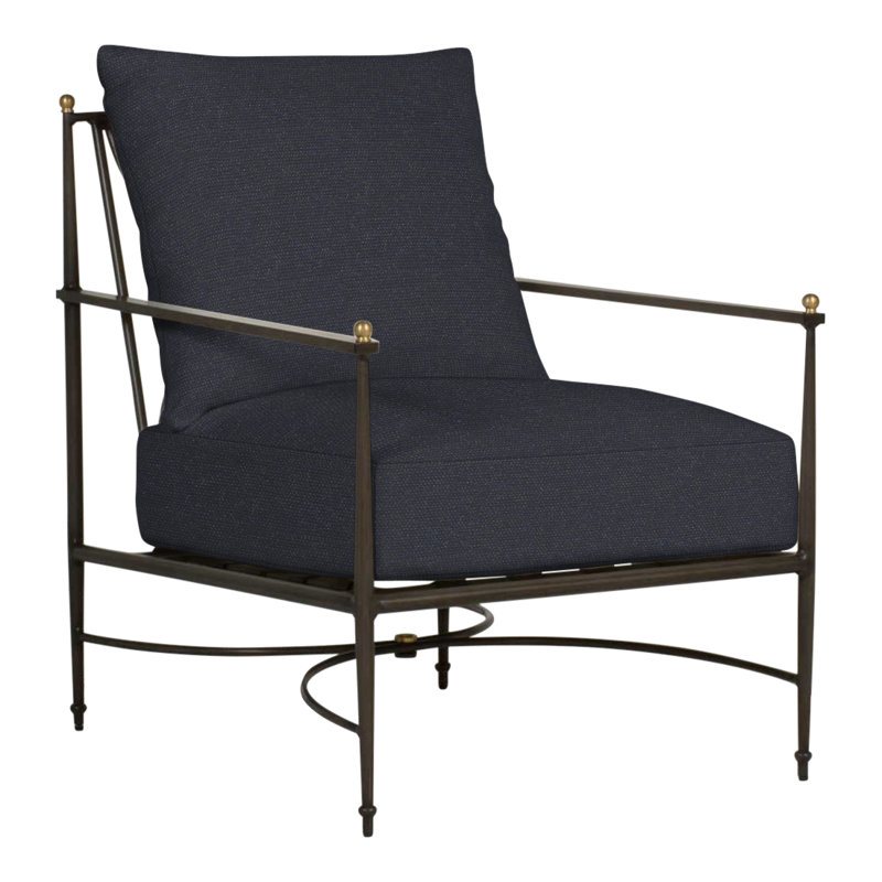 Chaise de patio avec coussins Roma, Pas de soudure, Perigold Play - bleu marine