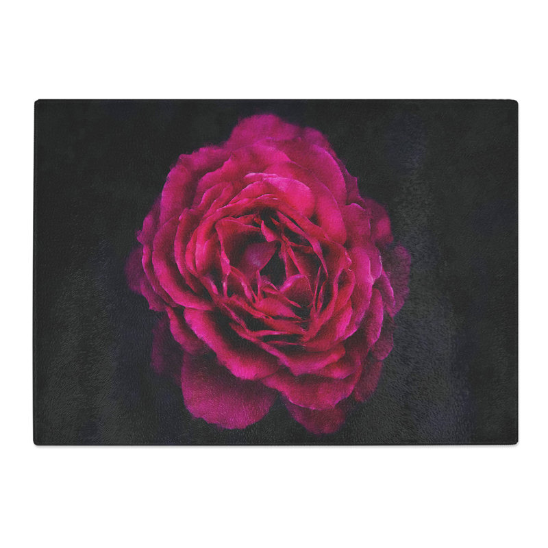Tempered Glass Fuscia Pink Carnation Chopping Board, 20 cm x 28.5 cm