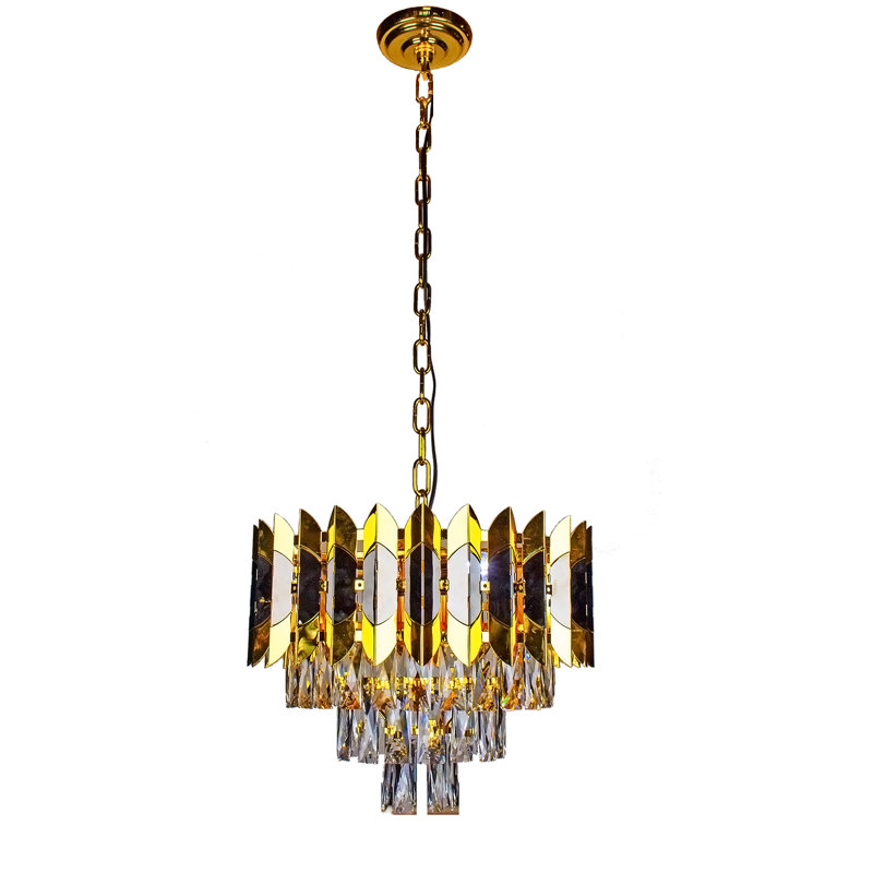Lustre en cristal Saveta, Six lumières, 3 niveaux, H 36,2 po x l 15,7 po x P 15,7 po