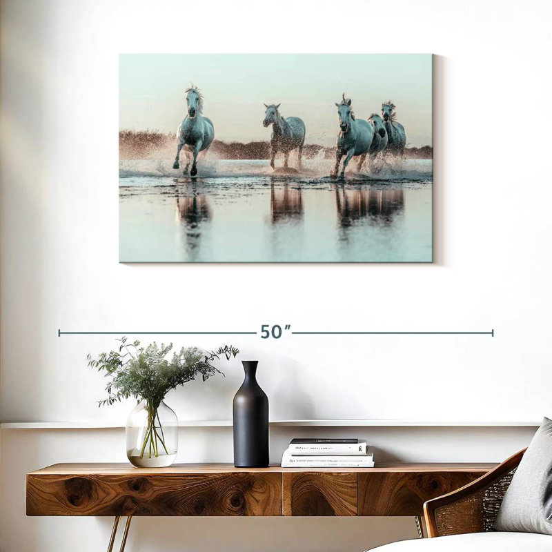 Chevaux français blancs Brampt, H 24 po x l 36 po