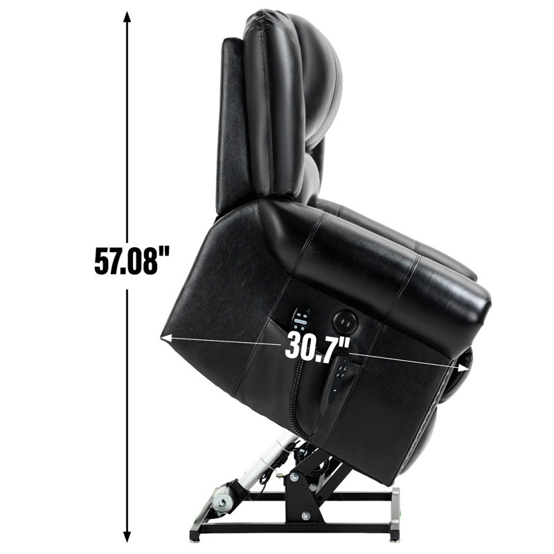 Power Lift Recliner Chair Heat Massage Dual Motor Infinite Position Up To 350 LBS, Faux Leather, Heavy Duty Motion Mechanism With USB Ports, Brown