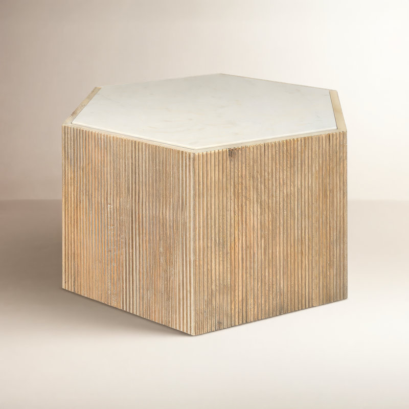 Tiney Marble Top End Table, 10" H x 20" W x 17" D