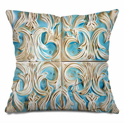 Mosaic Cool Patterns Cotton Blend Reversible Throw Pillow