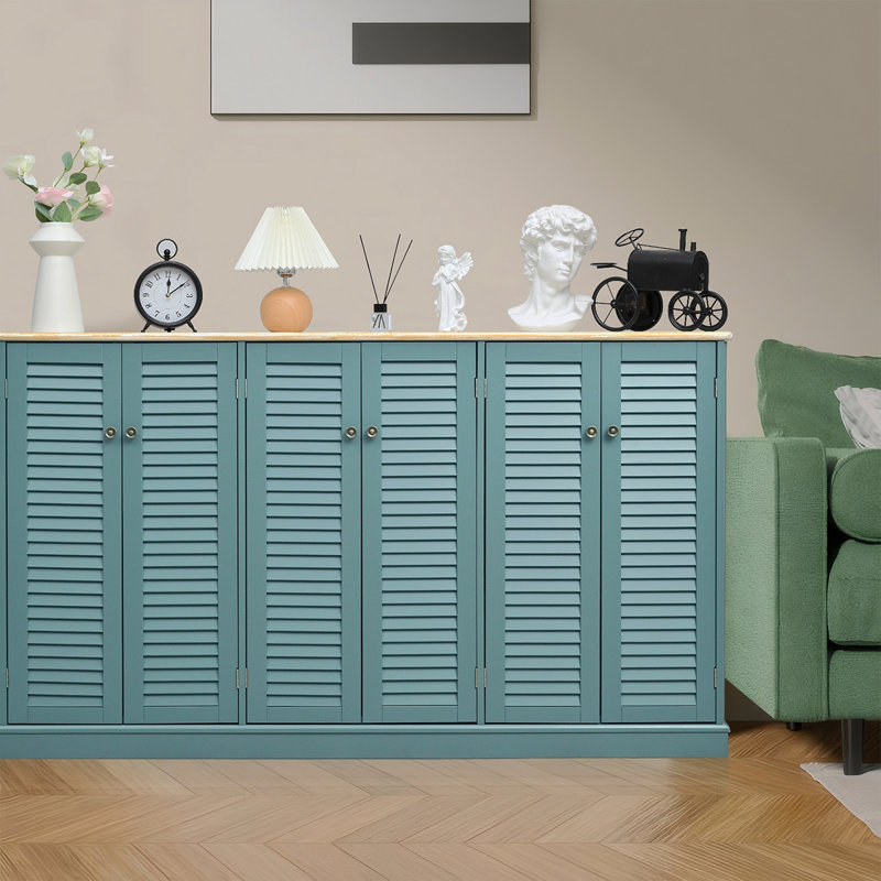 Buffet de rangement Dowlvn Farmhouse Buffet, Sarcelle