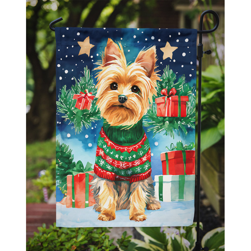Drapeau de Noël Yorkshire Terrier Yorkie, H 15,5 po x l 11,25 po