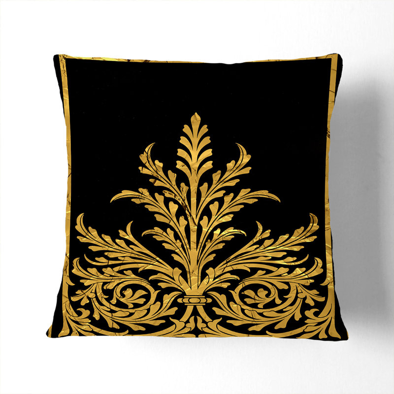 Golden Foil Relief Square Throw Cushion, 55cm H x 55cm W x 20cm D, Stone