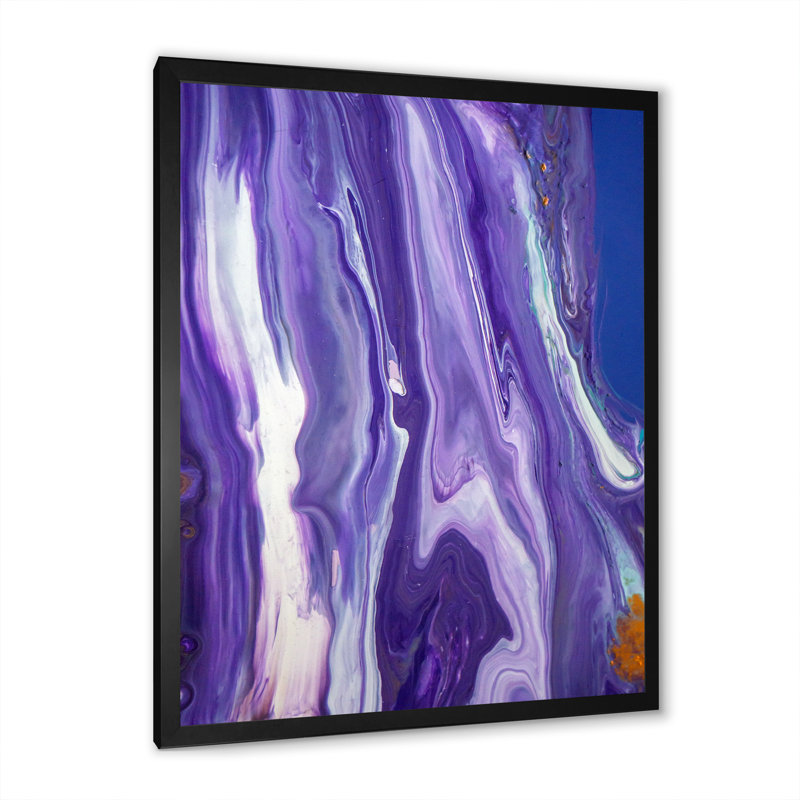 Marbre mauve luxueux, art fluide - œuvre d'art moderne sur toile, Cadre noir, H 20 po x l 12 po x P 1 po