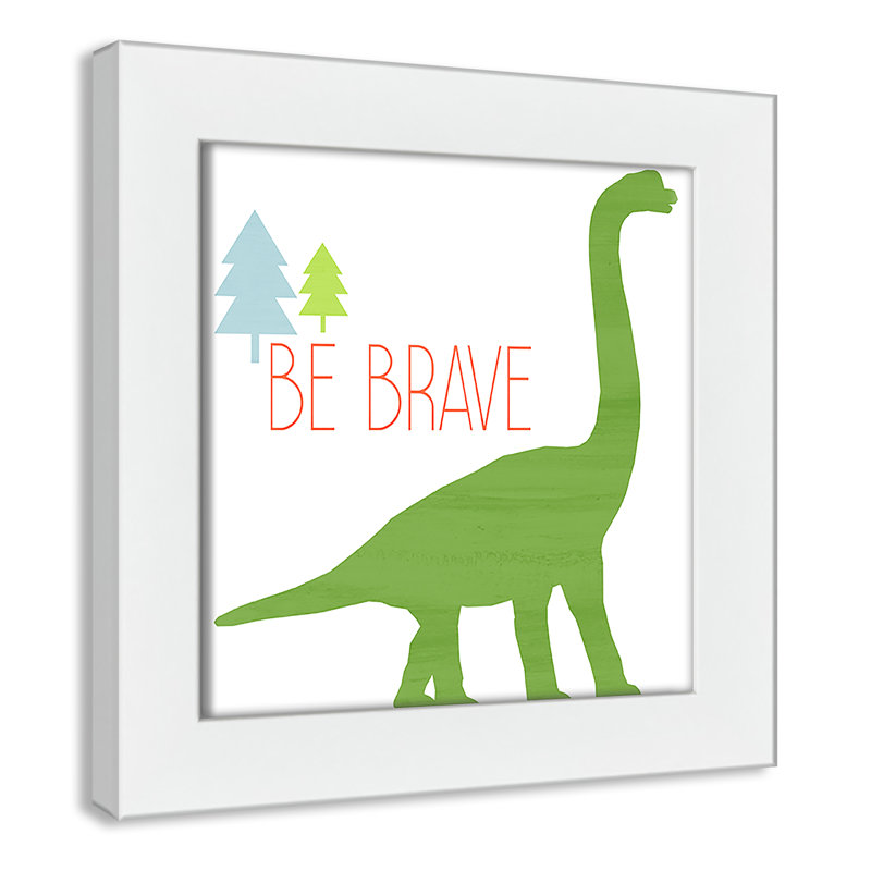 Dino Brave 1 ', art encadré, H 8 po x l 8 po x P 0,6 po, Encadré plat blanc