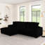 Velours côtelé noir en forme de L recouvert de coussins de siège et de dossier de haute qualité, 3 sièges, coussins en mousse à densité convertible à structure solide, assemblage facile