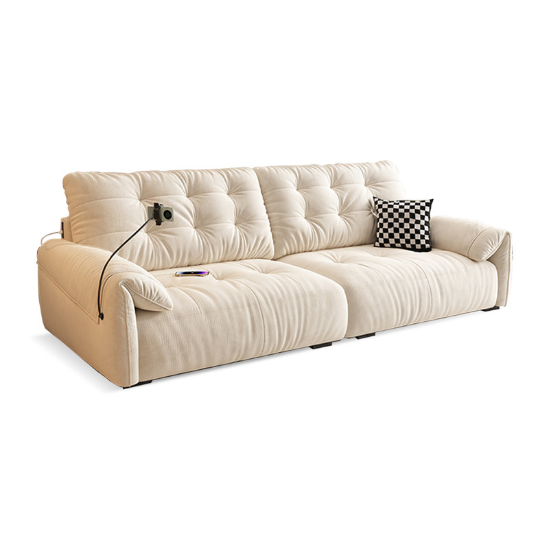 Creamy white Chenille Modular Sofa, 36.61" H x 110.24" W x 43.31" D, 4