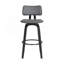 Tabouret de bar pivotant en bois noir de 30 po en similicuir gris avec métal noir
