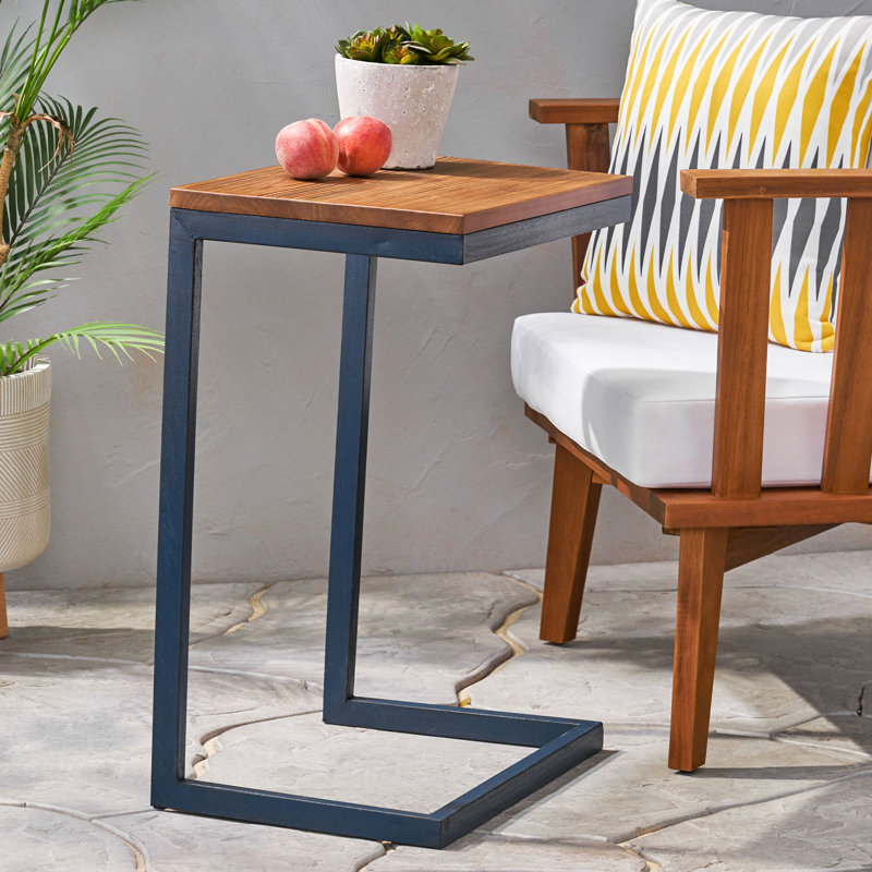 Grande table d'appoint en bois de sapin et en fer de style antique, apportant un espace de rangement esthétique à votre décor, 12,63 pouces de largeur, 18,12 de profondeur, 25,99 de hauteur, base avec plateau supérieur naturel, idéale pour divers
