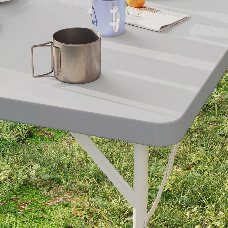 Rectangular Metal Outdoor Picnic Table , 86cm cm W 86cm cm D, Dark Grey