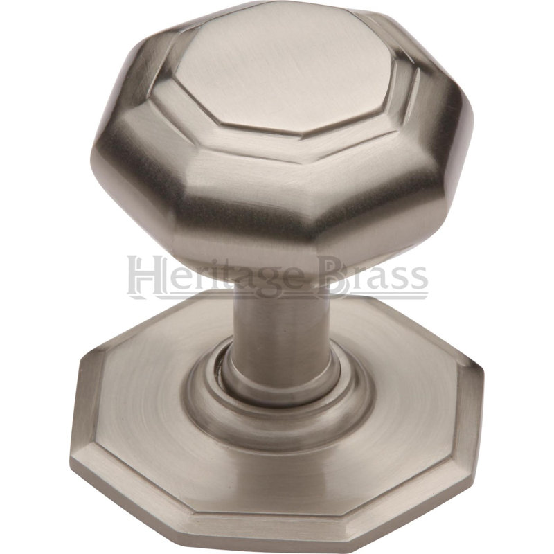 Heritage Brass Heritage Octagon Centre Door Knob 3", Satin Nickel