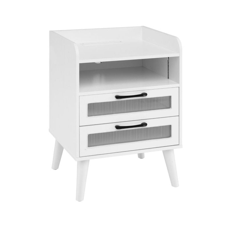45cm W Manufactured Wood Bedside Table, White