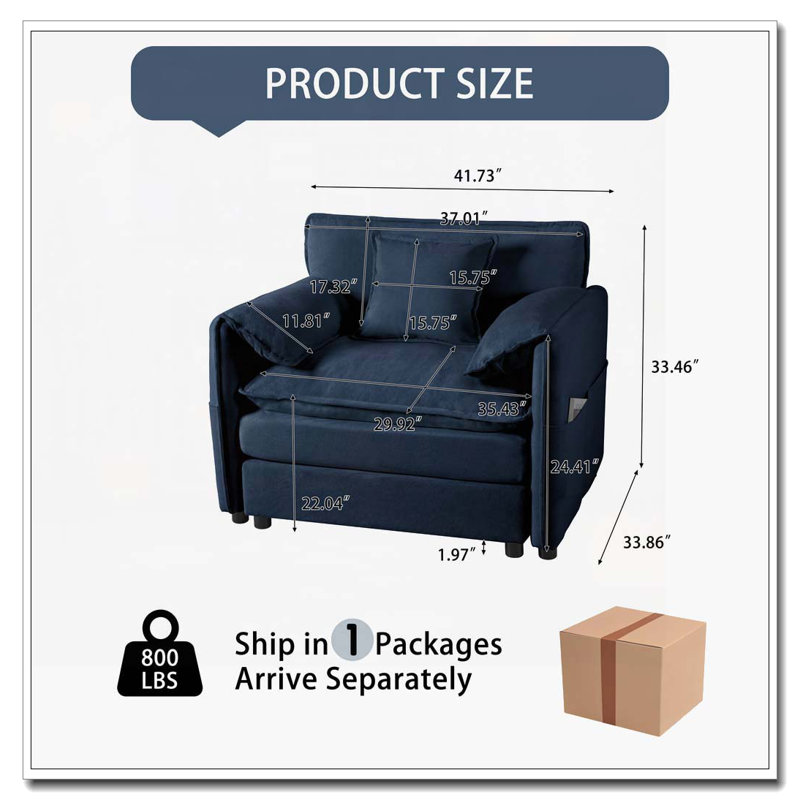 Fauteuil en tissu d'ameublement Chenille, Bleu
