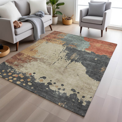 Tapis paprika Xhevrie intérieur / extérieur lavable à la machine