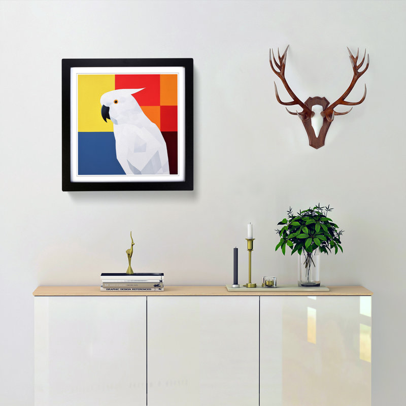 Cockatoo Suprematism - Framed Print, Black